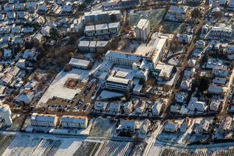 Asklepios Südpfalzkliniken in winter with snow in Kandel in the state Rhineland-Palatinate, Germany