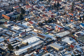 Hotel Apart in winter with snow in Rülzheim in the state Rhineland-Palatinate, Germany