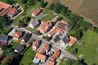 Niederlauterbach in the state Bas-Rhin, France viewn from the air