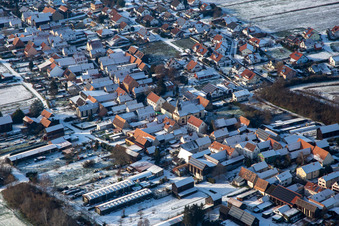 Church of St. Anthony in winter with snow in Herxheimweyher in the state Rhineland-Palatinate, Germany