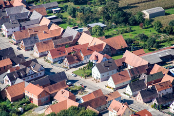 Niederlauterbach in the state Bas-Rhin, France seen from a drone