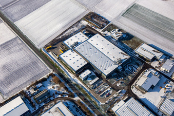 Heo in winter with snow in Herxheim bei Landau in the state Rhineland-Palatinate, Germany