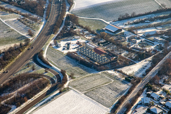 Vulcan thermal power plant in winter with snow in Insheim in the state Rhineland-Palatinate, Germany