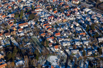 Sandy path in winter with snow in Insheim in the state Rhineland-Palatinate, Germany