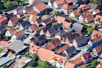 Niederlauterbach in the state Bas-Rhin, France seen from above