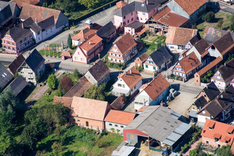 Bird's eye view of Niederlauterbach in the state Bas-Rhin, France