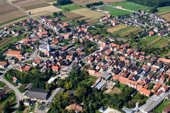 Niederlauterbach in the state Bas-Rhin, France viewn from the air