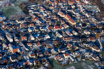 Steinweilerer Straße in winter with snow in Winden in the state Rhineland-Palatinate, Germany