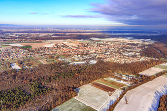 Otterbach lowlands in winter with snow in Kandel in the state Rhineland-Palatinate, Germany