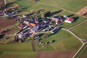 Aerial view of Solar rotating roof of the Schowalter winery in the district Deutschhof in Kapellen-Drusweiler in the state Rhineland-Palatinate, Germany