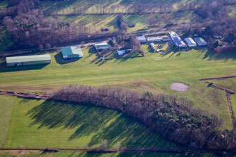 Aerial view of EDRO Airport in Schweighofen in the state Rhineland-Palatinate, Germany