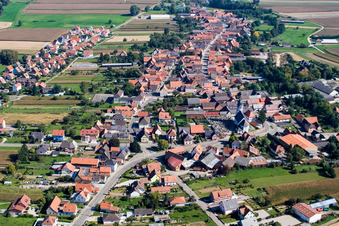 Niederlauterbach in the state Bas-Rhin, France from a drone