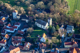 Aerial photograpy of St. Bartholomew in Berg in the state Rhineland-Palatinate, Germany