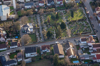 Aerial view of Cemetery in Kandel in the state Rhineland-Palatinate, Germany