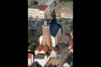 St. George's Church on the market square from the west in Kandel in the state Rhineland-Palatinate, Germany
