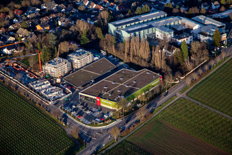 Aerial photograpy of Wasgau Fresh Market Landau an der Wollmesheimer Höhe in Landau in der Pfalz in the state Rhineland-Palatinate, Germany