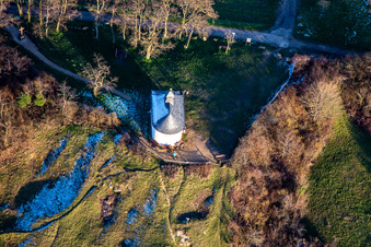 Aerial view of Chapel "Kleine Kalmit" in the Kleine Kalmit nature reserve in the district Arzheim in Landau in der Pfalz in the state Rhineland-Palatinate, Germany