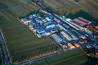 Industrial area at the sheep pasture in Kirrweiler in the state Rhineland-Palatinate, Germany