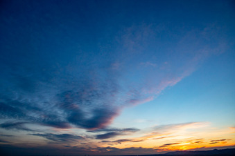 Aerial view of Horbachtal at sunset in the district Mühlhofen in Billigheim-Ingenheim in the state Rhineland-Palatinate, Germany