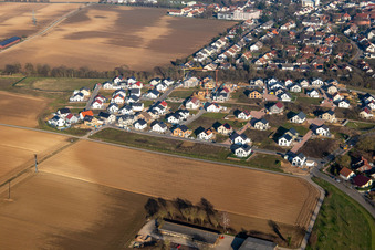 Aerial view of New development area K2 in winter in Kandel in the state Rhineland-Palatinate, Germany