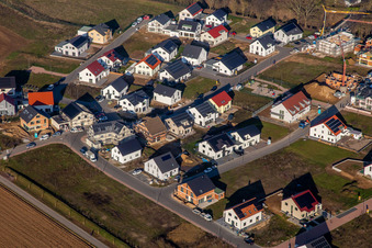 Rosenweg in the new development area K2 in winter in Kandel in the state Rhineland-Palatinate, Germany