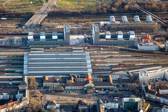 Main station in the district Südweststadt in Karlsruhe in the state Baden-Wuerttemberg, Germany