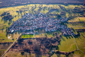 Aerial photograpy of From the east in the district Büchelberg in Wörth am Rhein in the state Rhineland-Palatinate, Germany