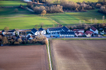 Aerial photograpy of New terraced housing development at Schaidt train station in Steinfeld in the state Rhineland-Palatinate, Germany