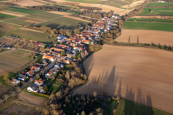 Aerial photograpy of Main Street in Vollmersweiler in the state Rhineland-Palatinate, Germany