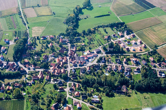 Oberhoffen-lès-Wissembourg in the state Bas-Rhin, France seen from above