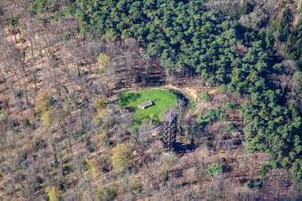 Bismarck Tower in Bad Bergzabern in the state Rhineland-Palatinate, Germany out of the air