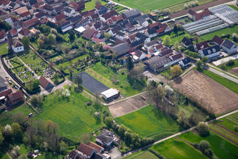 Aerial view of Riding facility at the cemetery in Winden in the state Rhineland-Palatinate, Germany