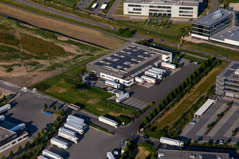Aerial view of TRANSAC International Freight Forwarding Company Ltd. in Rülzheim in the state Rhineland-Palatinate, Germany