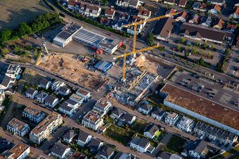 Construction site Am Wall from the northwest in the district Hochstetten in Linkenheim-Hochstetten in the state Baden-Wuerttemberg, Germany