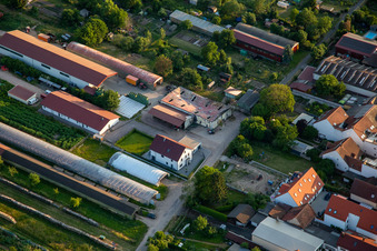 Aerial view of Burned-down agricultural warehouse at Am Ettenbaum in Kandel in the state Rhineland-Palatinate, Germany