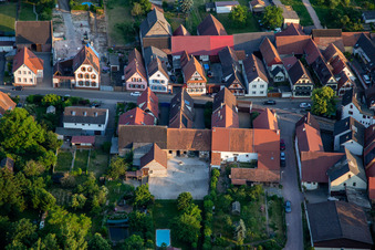 Aerial view of Gnägyhof on the main street in Winden in the state Rhineland-Palatinate, Germany
