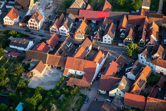 Aerial photograpy of Gnägyhof on the main street in Winden in the state Rhineland-Palatinate, Germany