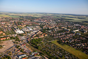 Aerial view of Quedlinburger Landstr in Halberstadt in the state Saxony-Anhalt, Germany
