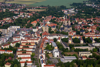 Aerial view of Cathedral and Cathedral Treasury Halberstadt from the east in Halberstadt in the state Saxony-Anhalt, Germany