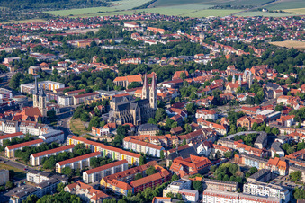 Cathedral and Cathedral Treasury Halberstadt from the northeast in Halberstadt in the state Saxony-Anhalt, Germany