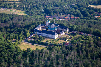 Aerial view of Huysburg Monastery in the district Röderhof in Huy in the state Saxony-Anhalt, Germany