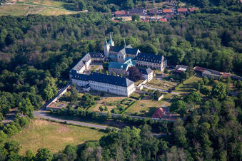 Aerial photograpy of Huysburg Monastery in the district Röderhof in Huy in the state Saxony-Anhalt, Germany