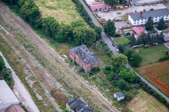 Aerial view of Ruin on Vater-Jahn-Straße in the district Ermsleben in Falkenstein in the state Saxony-Anhalt, Germany