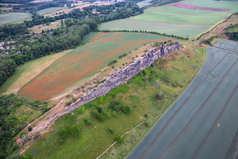 Aerial photograpy of Devil's Wall (Königstein) in the district Weddersleben in Thale in the state Saxony-Anhalt, Germany