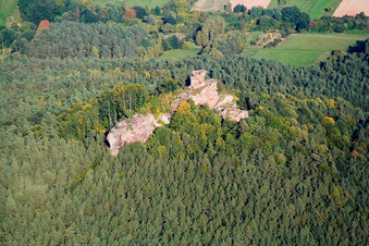 Ruins and vestiges of the former castle and fortress Burg Drachenfels in Busenberg in the state Rhineland-Palatinate