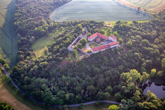 Aerial view of Konradsburg in the district Ermsleben in Falkenstein in the state Saxony-Anhalt, Germany
