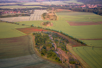 Aerial view of Warnstedt Devil's Wall from the west in Thale in the state Saxony-Anhalt, Germany