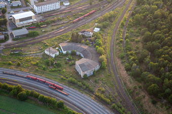 Triangular track with semicircular engine shed in Blankenburg in the state Saxony-Anhalt, Germany