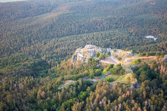 Aerial photograpy of Regenstein Castle and Fortress in Blankenburg in the state Saxony-Anhalt, Germany