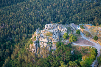 Oblique view of Regenstein Castle and Fortress in Blankenburg in the state Saxony-Anhalt, Germany